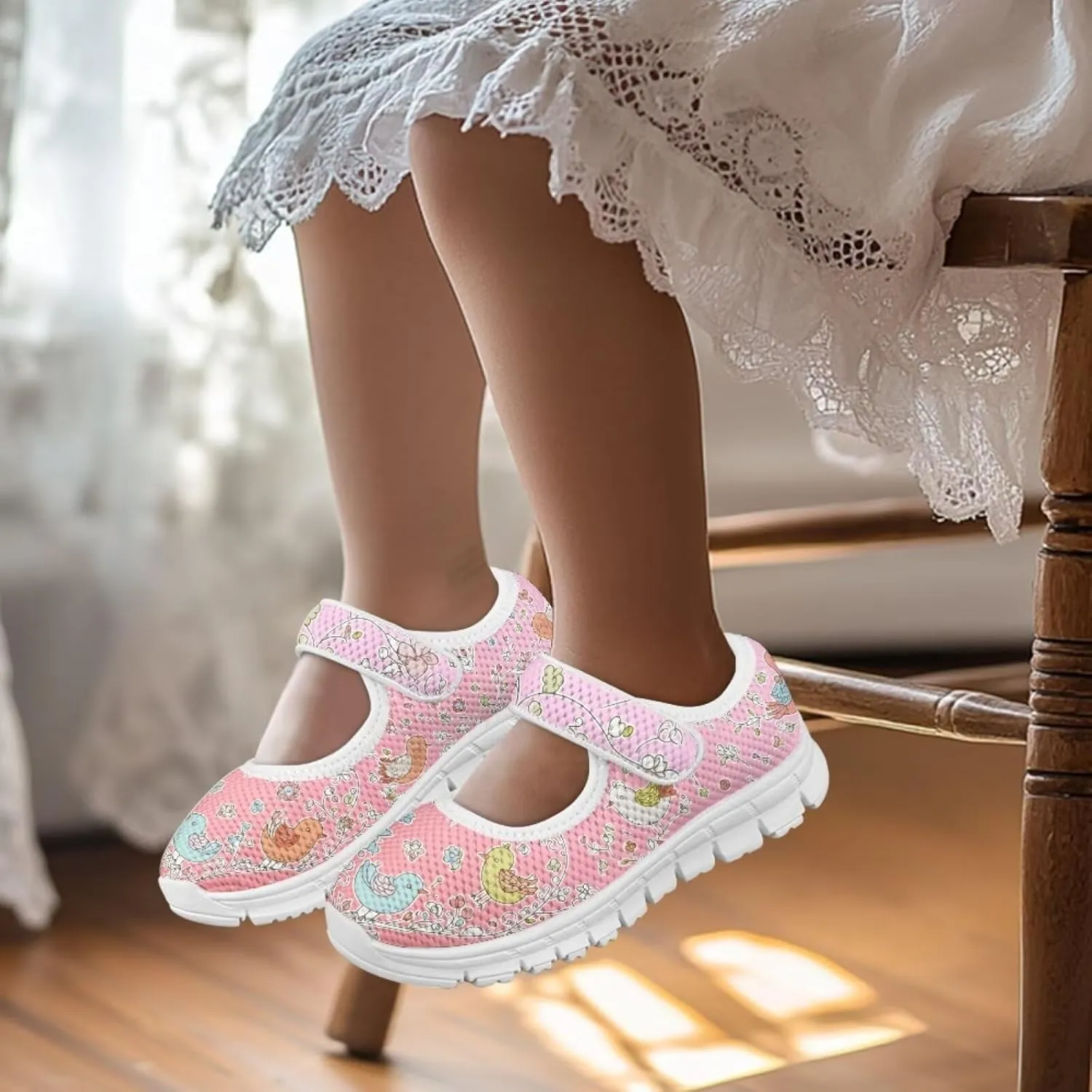Coloranimal Girls Mary Jane Shoes Dance Shoes for Kids Casual Unifoem Shoes Magic Sticker Mary Jane Flats Girls' Flats Kids Footwear