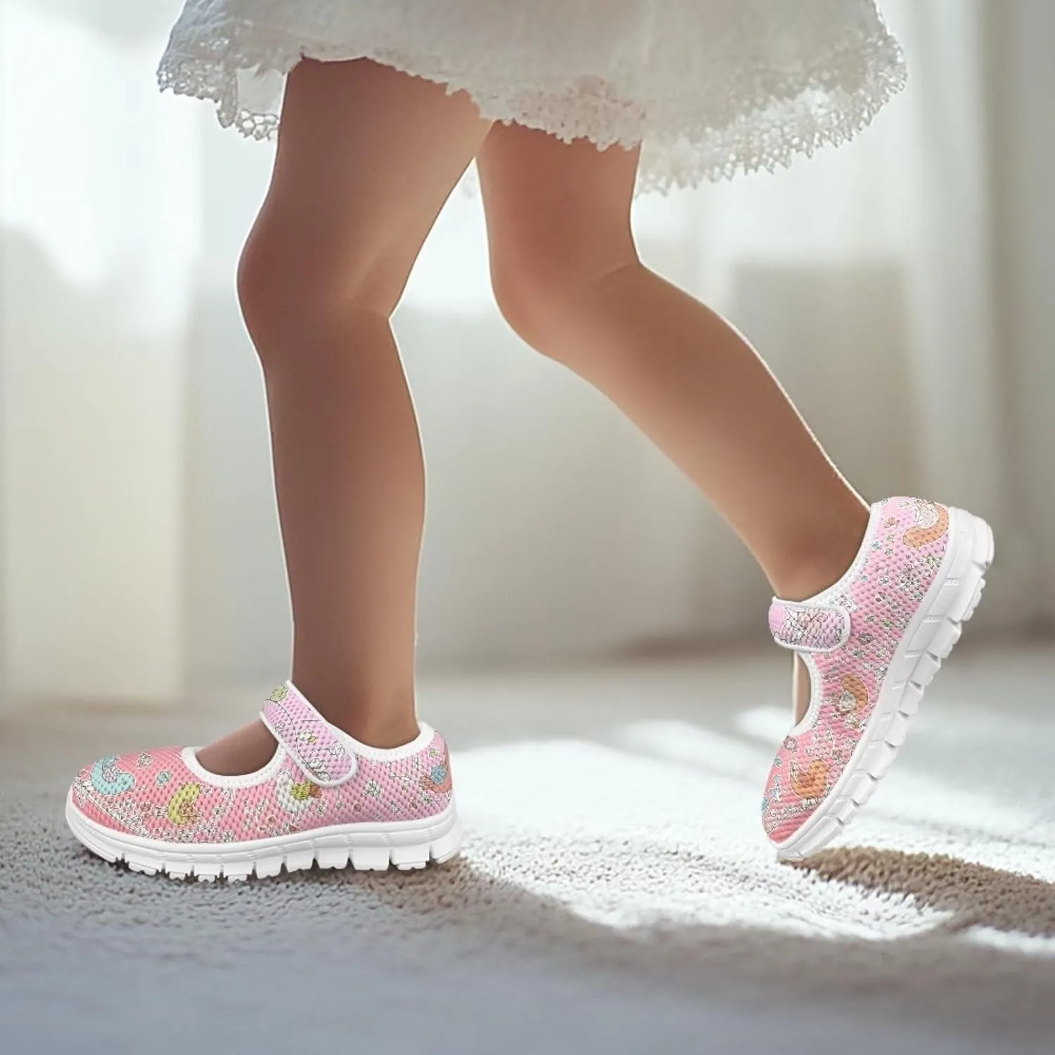 Coloranimal Girls Mary Jane Shoes Dance Shoes for Kids Casual Unifoem Shoes Magic Sticker Mary Jane Flats Girls' Flats Kids Footwear