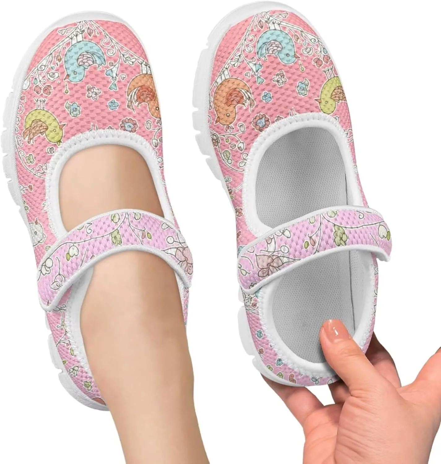 Coloranimal Girls Mary Jane Shoes Dance Shoes for Kids Casual Unifoem Shoes Magic Sticker Mary Jane Flats Girls' Flats Kids Footwear