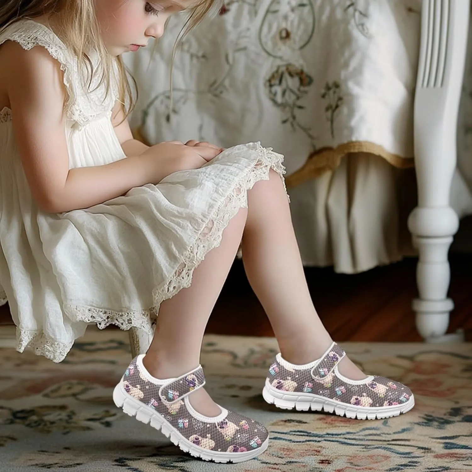 Coloranimal Mary Jane Shoes for Girls Princess Shoes Ballet Flats Girls Dress Shoes Single Buckle Uniform Shoes Casual Mary Jane Flats