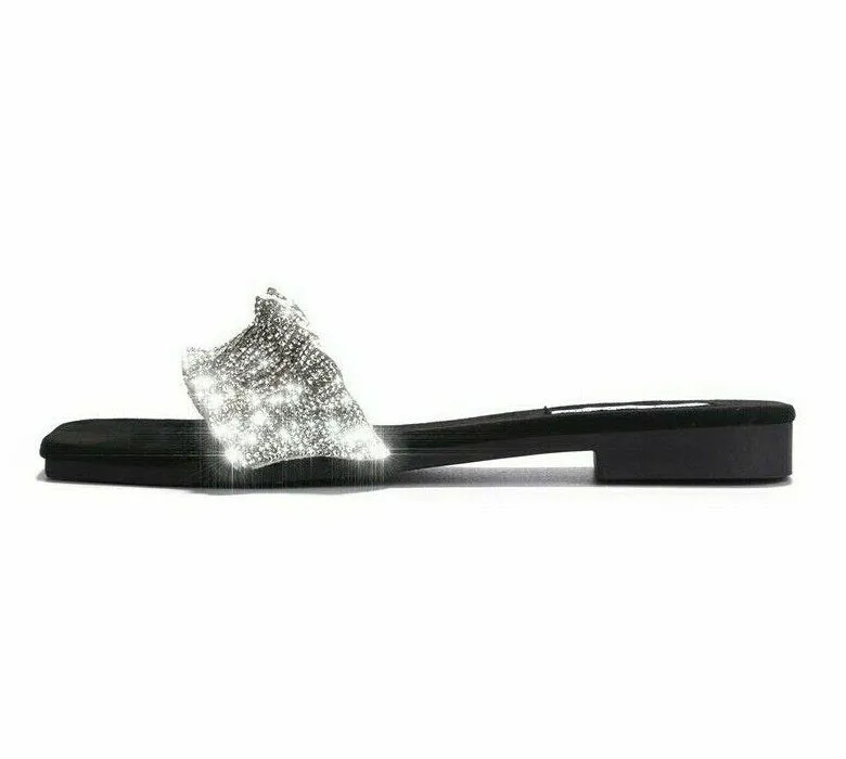 Daily special Fashion Cape Open Mules Robbin Black Ohana Slide On Toe Easy communication Slip Rhinestone Sandals