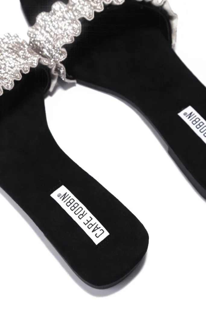 Daily special Fashion Cape Open Mules Robbin Black Ohana Slide On Toe Easy communication Slip Rhinestone Sandals