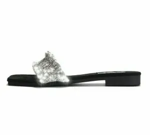 Daily special Fashion Cape Open Mules Robbin Black Ohana Slide On Toe Easy communication Slip Rhinestone Sandals