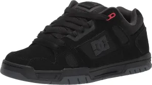 DC Men's Stag Low Top Skate Shoe, Black/Grey/RED, 11