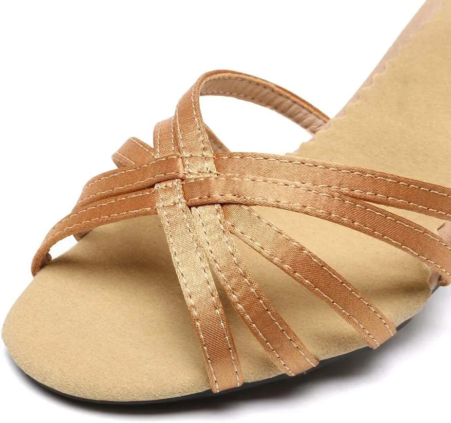 DKZSYIM Women's Satin Latin Dance Shoes Ballroom Salsa Performance Practice Dancing Shoes,Model LP-1213ZS