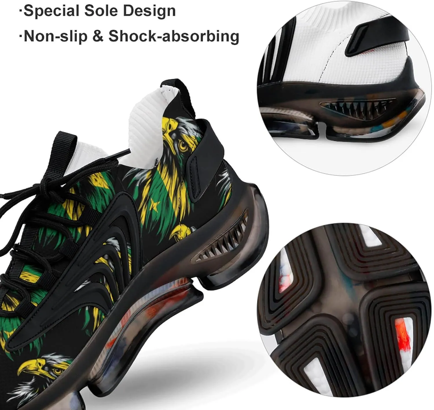 Eagle with Jamaican Flag Men's Tennis Shoes Fashion Athletic Sneakers for Sport Walking Running Workout