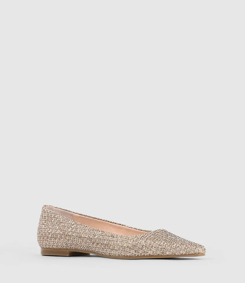 ELVY Chiselled Flat Pump in Copper Metallic Fabric