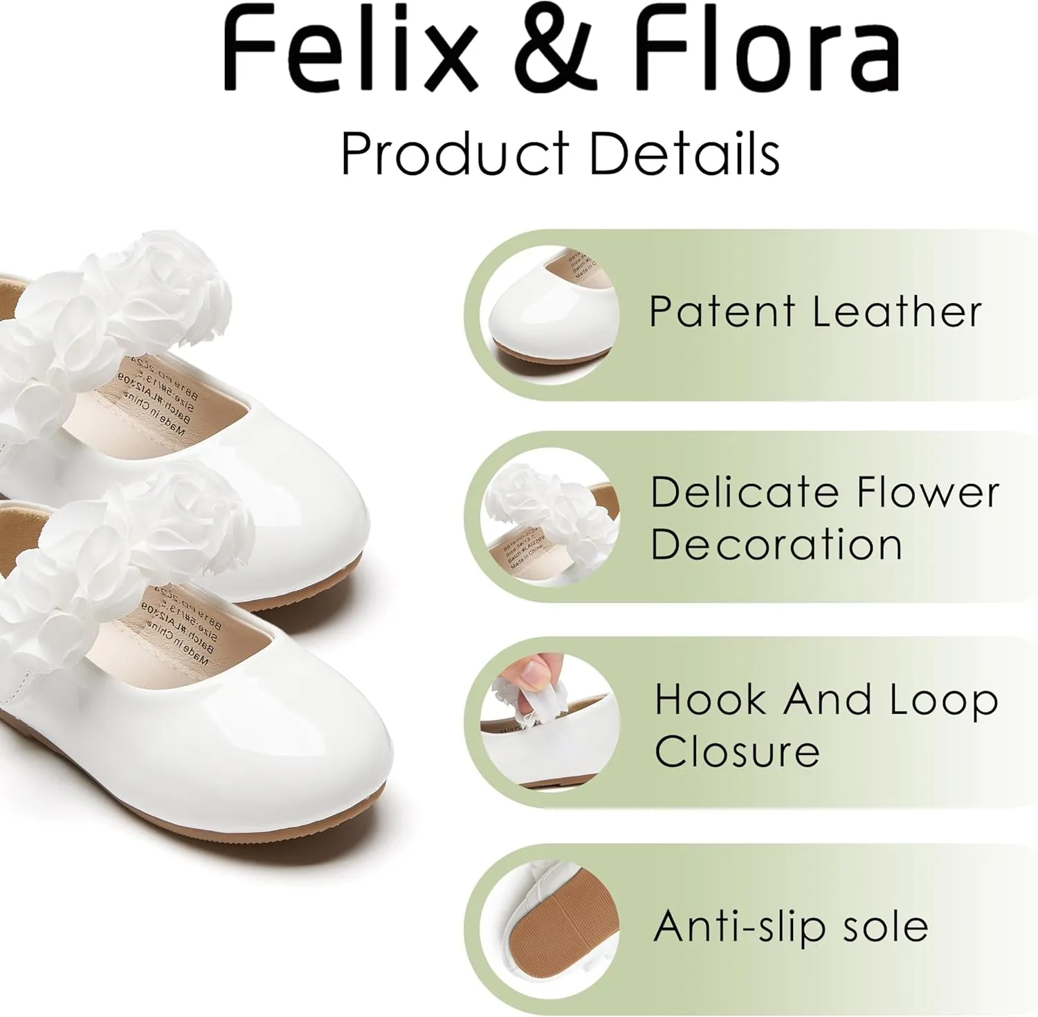 Felix & Flora Toddler Flower Girl Dress Shoes - Girl Ballet Flats Party School Shoes Wedding