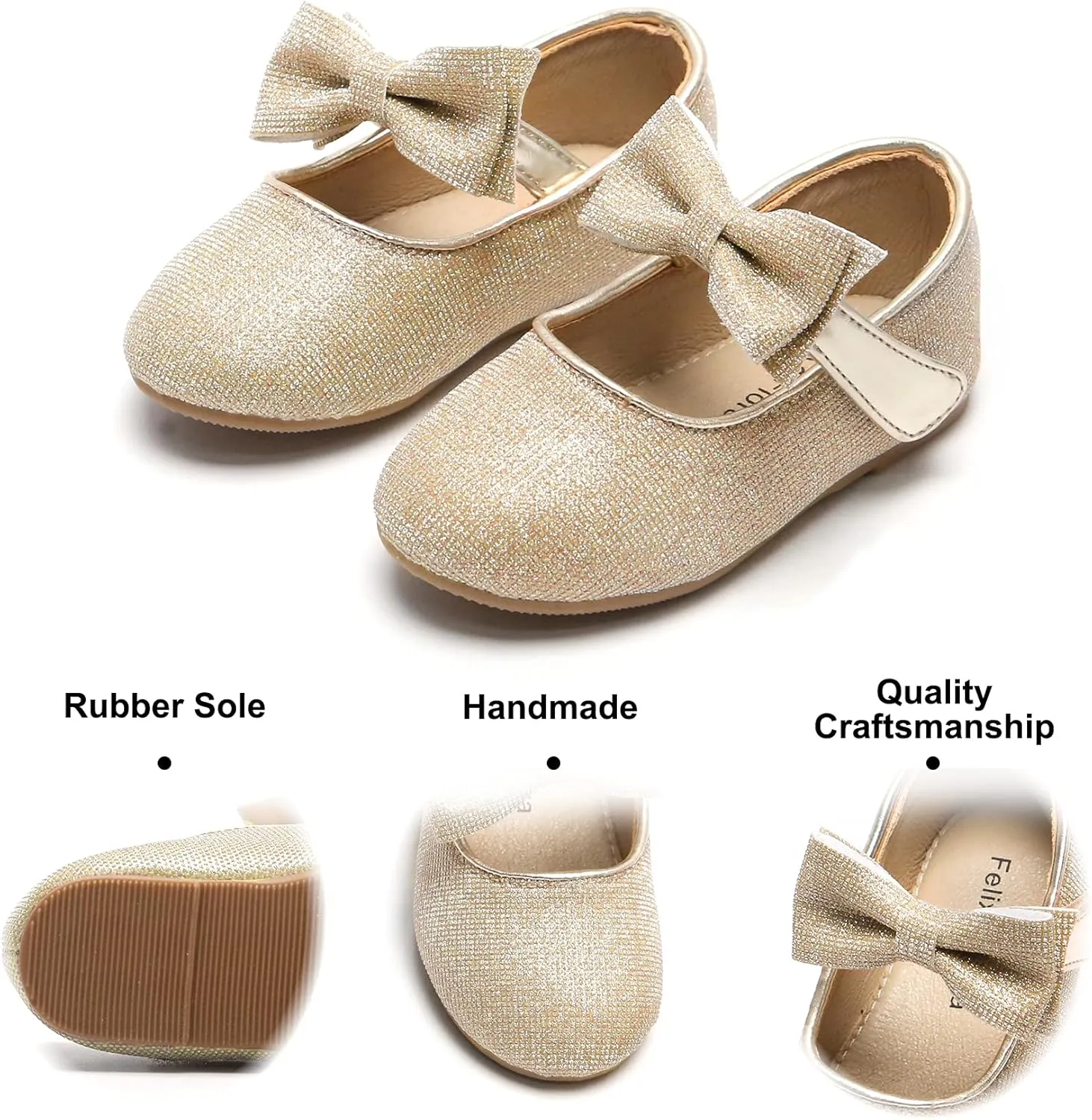 Felix & Flora Toddler Flower Girl Dress Shoes - Girl Ballet Flats Party School Shoes Wedding