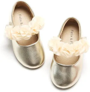 Felix & Flora Toddler Flower Girl Dress Shoes - Girl Ballet Flats Party School Shoes Wedding