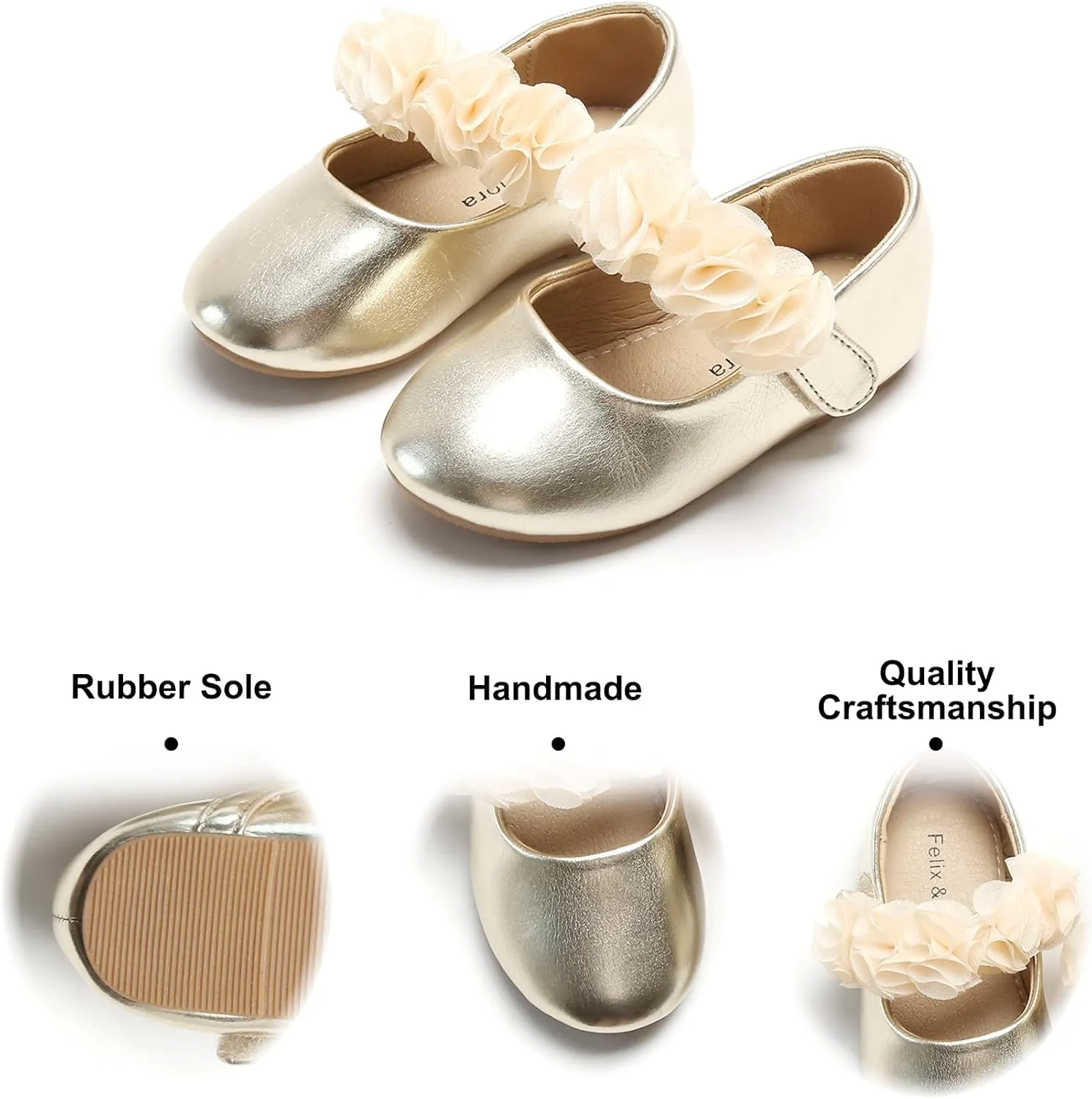 Felix & Flora Toddler Flower Girl Dress Shoes - Girl Ballet Flats Party School Shoes Wedding