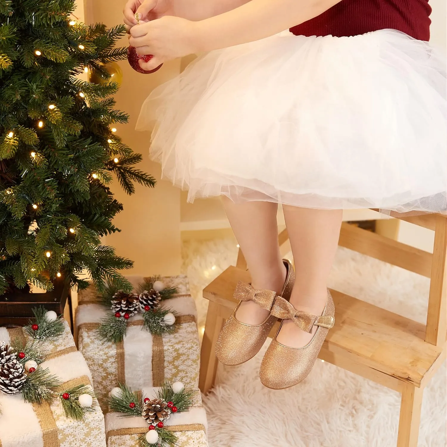 Felix & Flora Toddler Flower Girl Dress Shoes - Girl Ballet Flats Party School Shoes Wedding