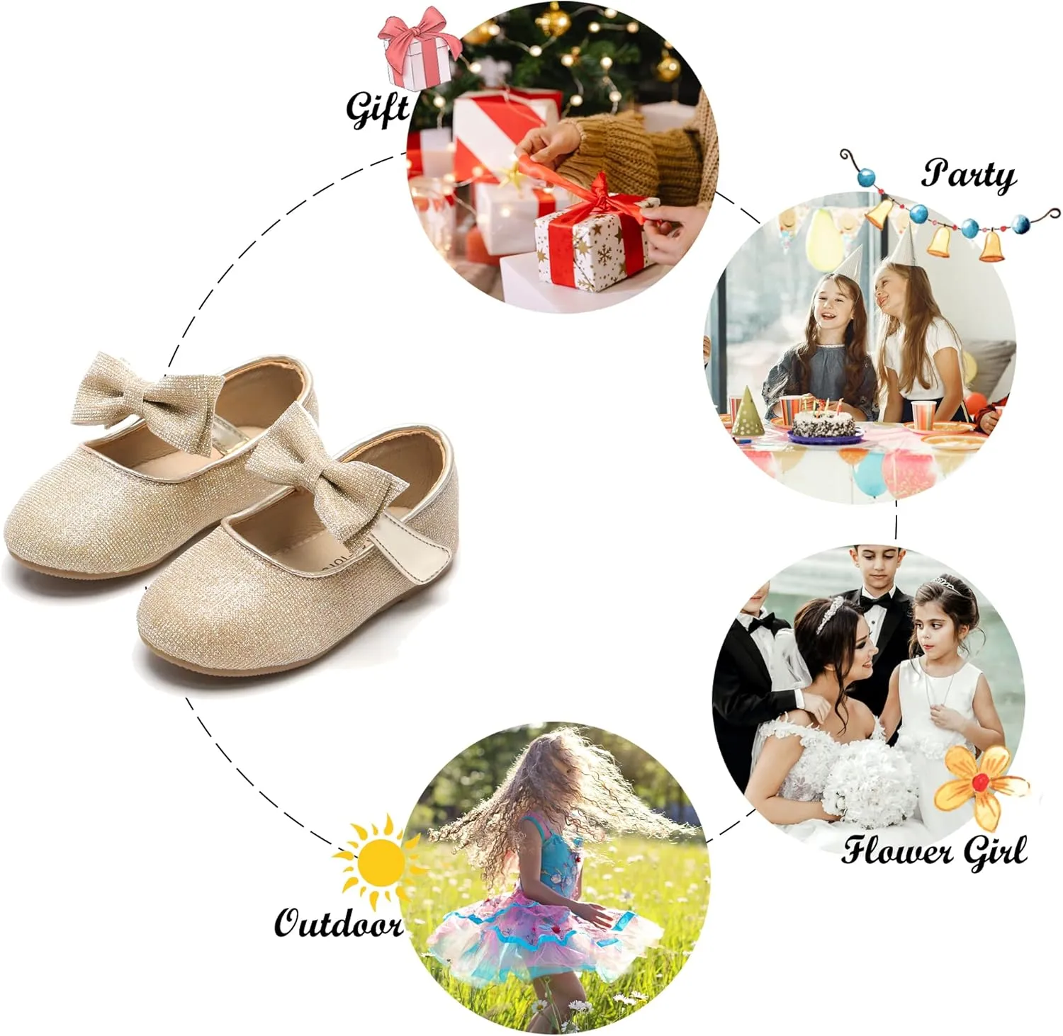 Felix & Flora Toddler Flower Girl Dress Shoes - Girl Ballet Flats Party School Shoes Wedding