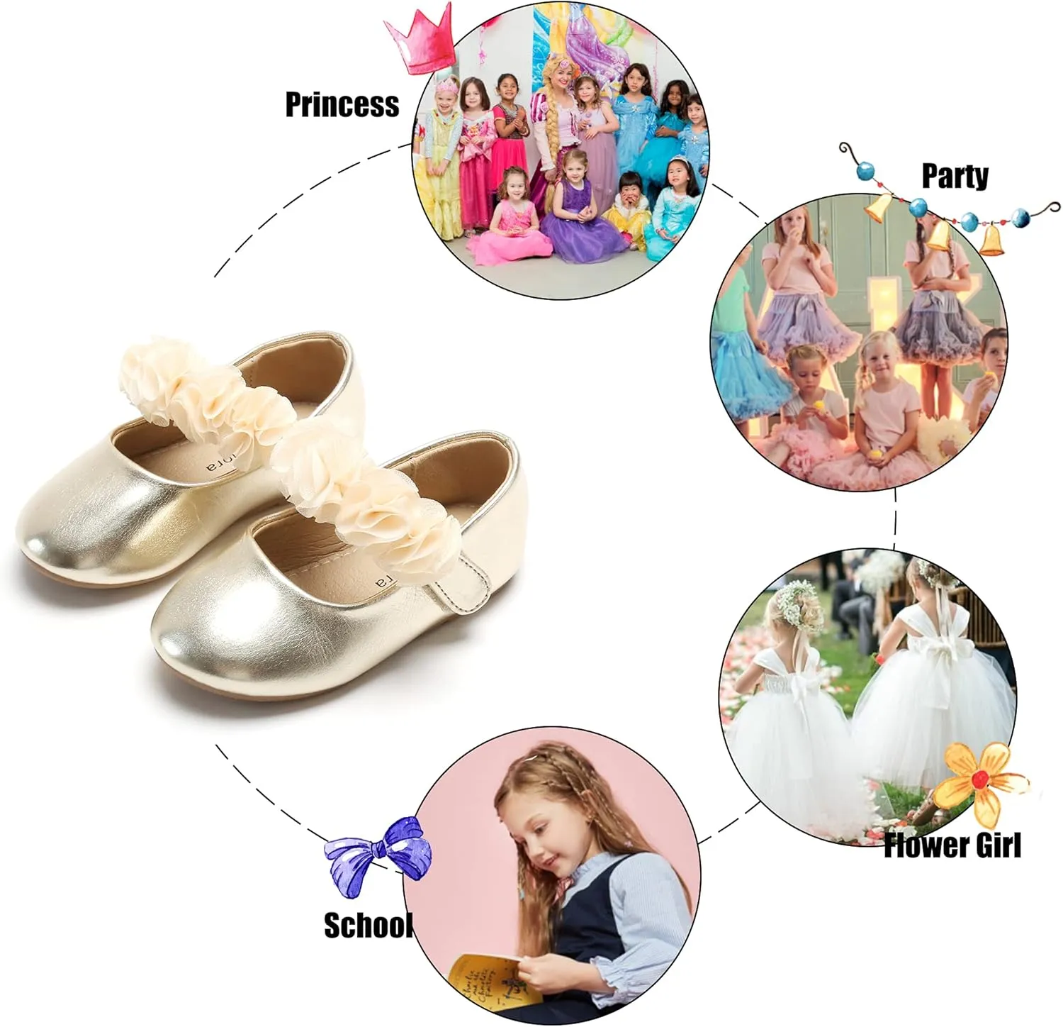 Felix & Flora Toddler Flower Girl Dress Shoes - Girl Ballet Flats Party School Shoes Wedding
