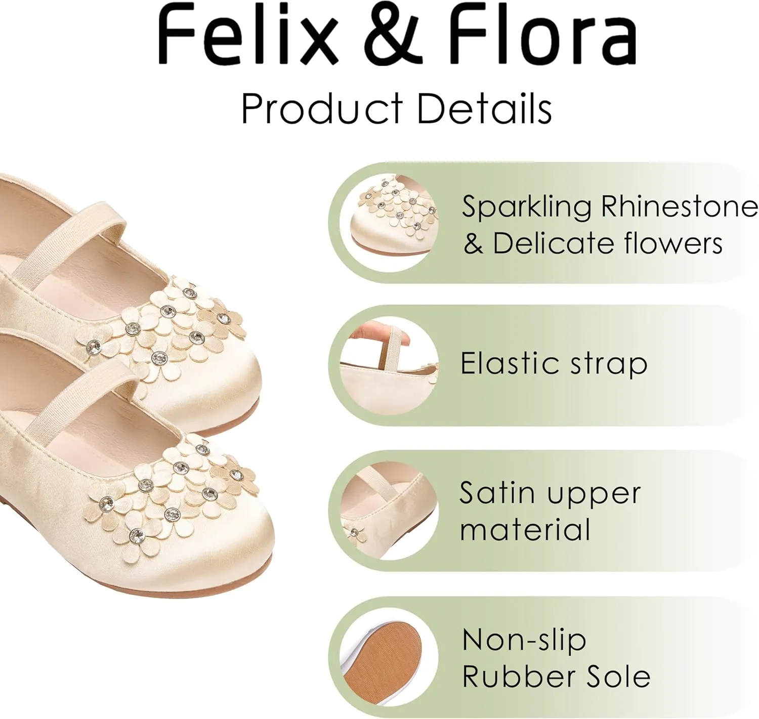 Felix & Flora Toddler Girl Dress Shoes - Flower Girl Ballet Flats School Wedding Party