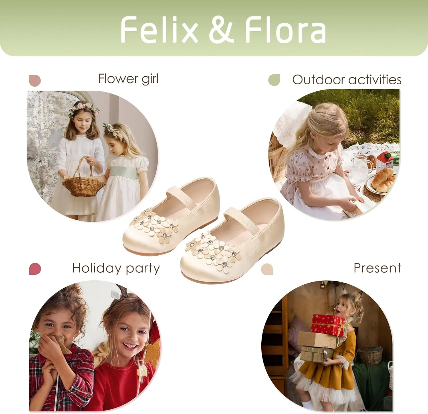 Felix & Flora Toddler Girl Dress Shoes - Flower Girl Ballet Flats School Wedding Party