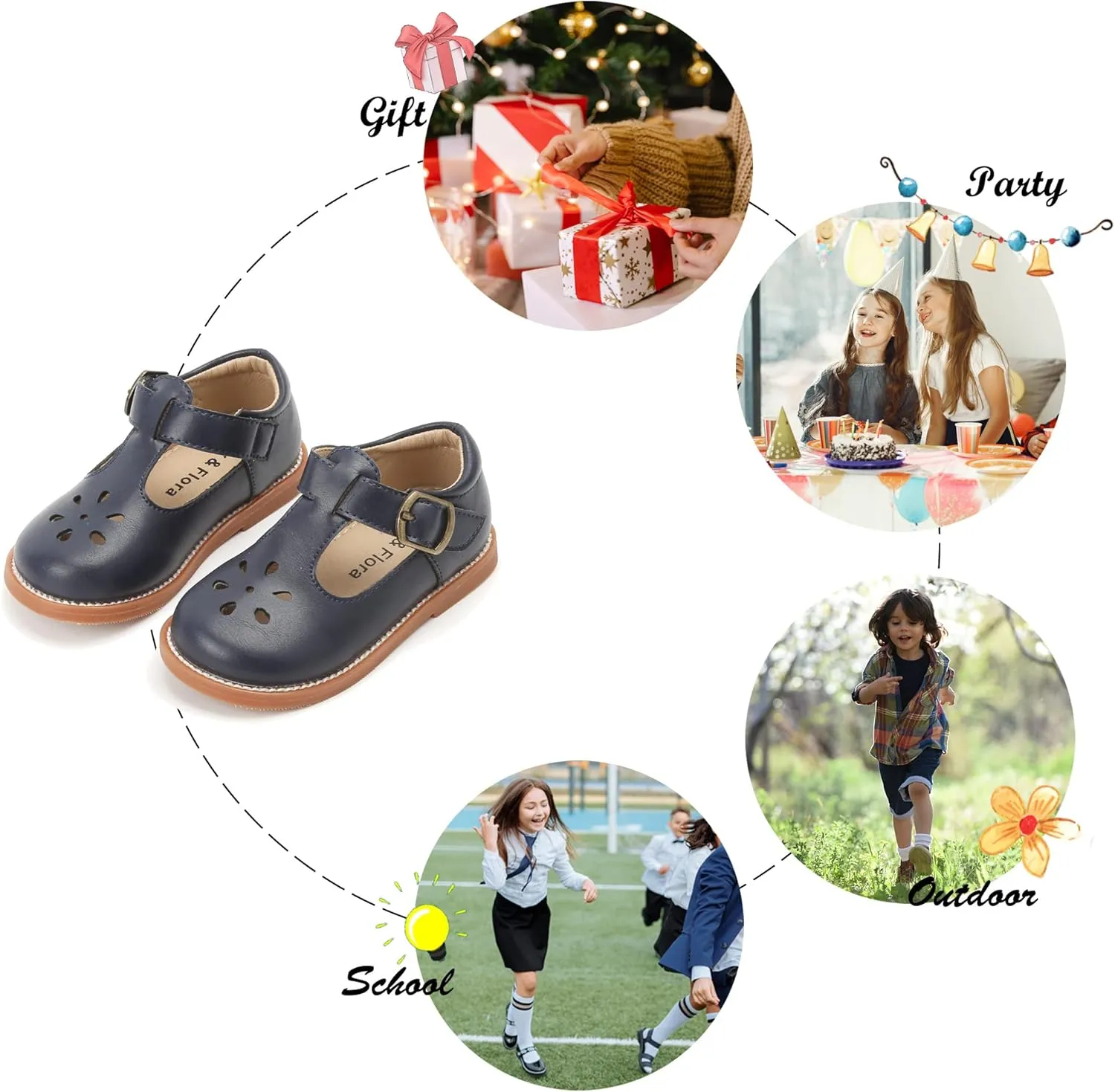 Felix & Flora Toddler Little Girl Mary Jane Dress Shoes - Ballet Flats for Girl Party School Shoes