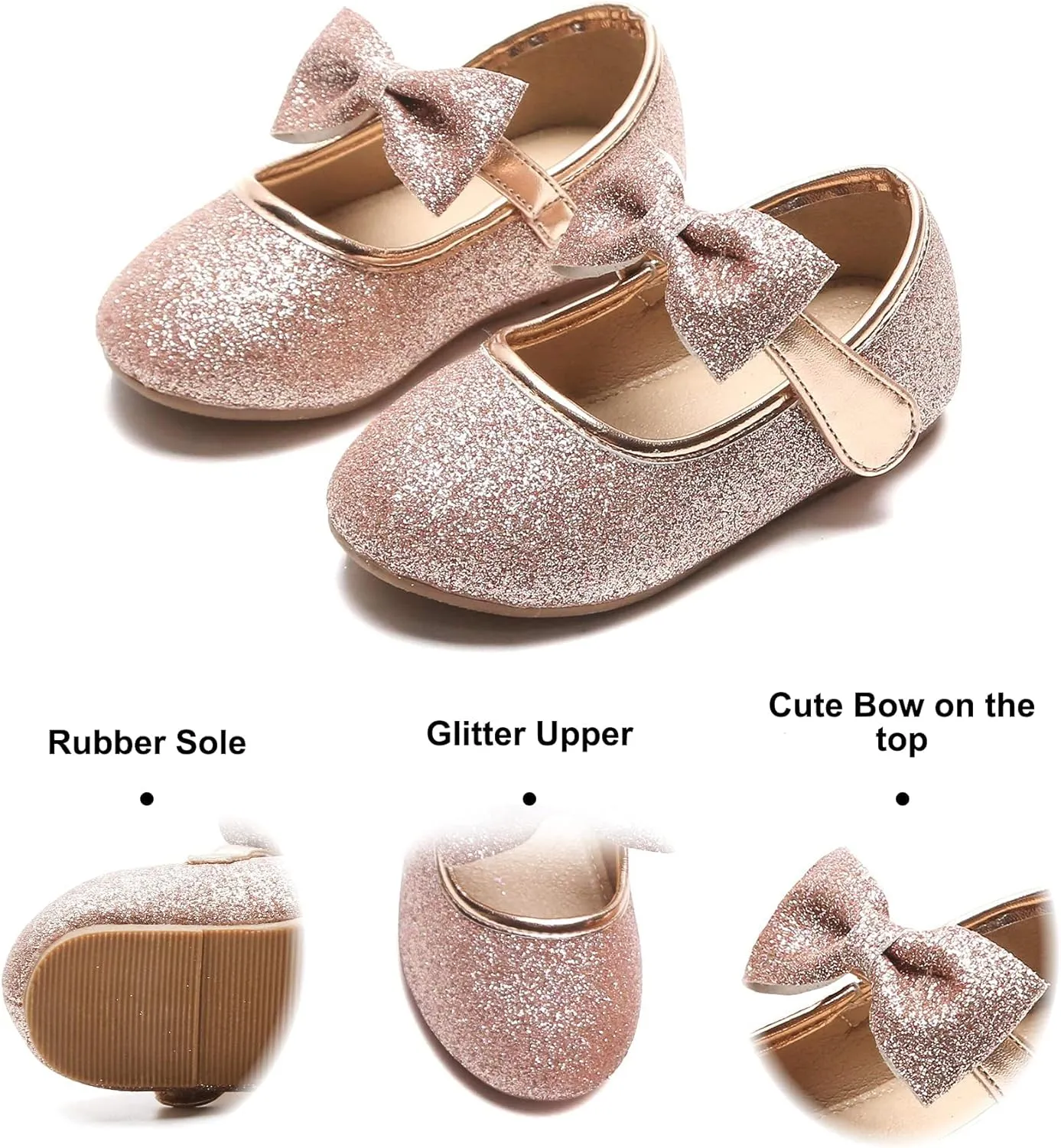 Felix & Flora Toddler Little Girls Dress Shoes - Flower Girls Mary Jane Flats Ballet Shoes Party Wedding