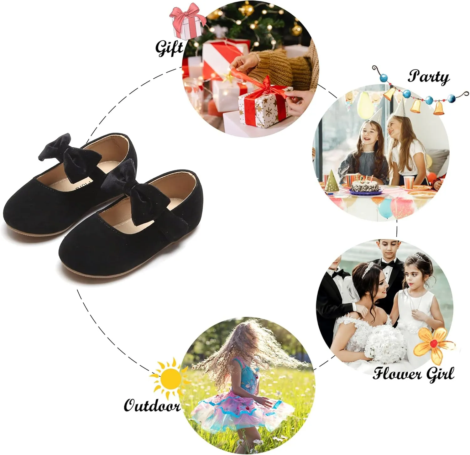 Felix & Flora Toddler Little Girls Dress Shoes - Flower Girls Mary Jane Flats Ballet Shoes Party Wedding