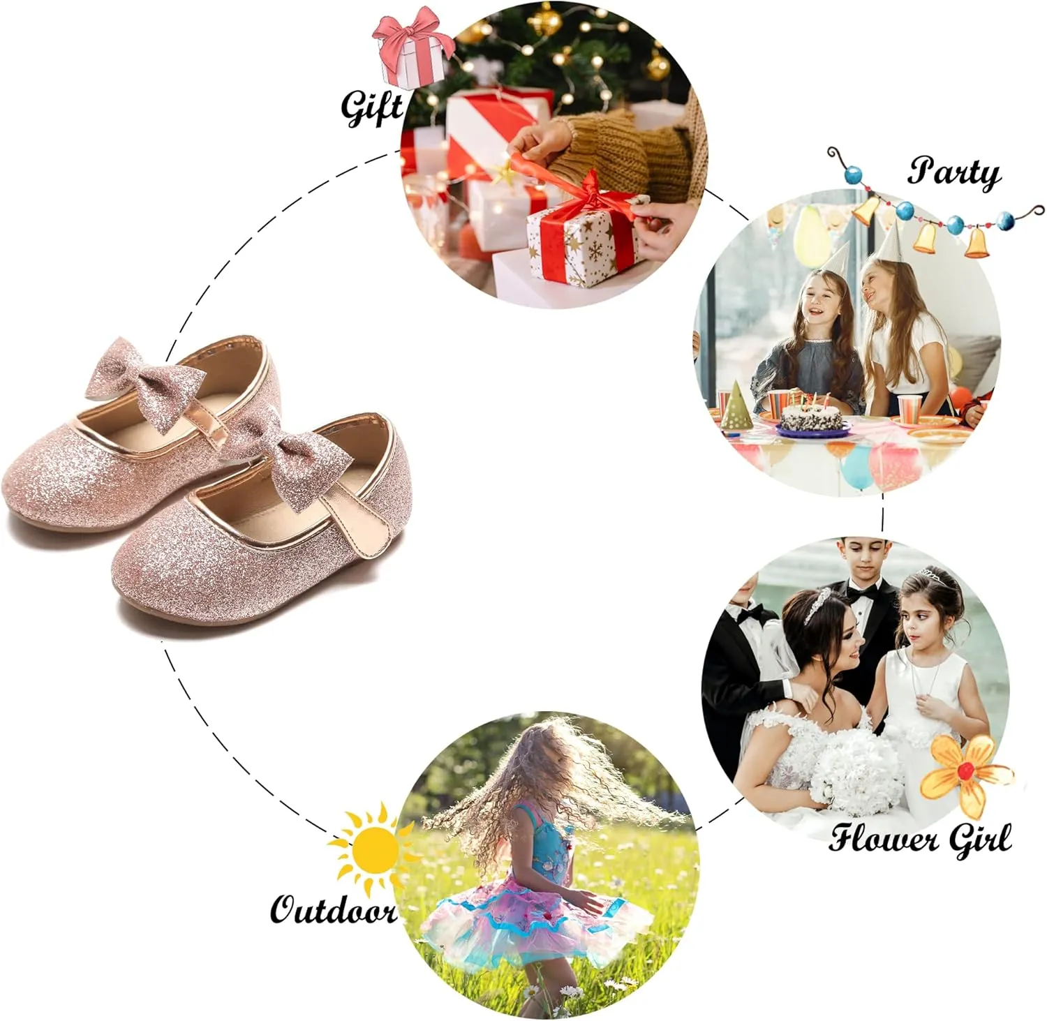 Felix & Flora Toddler Little Girls Dress Shoes - Flower Girls Mary Jane Flats Ballet Shoes Party Wedding