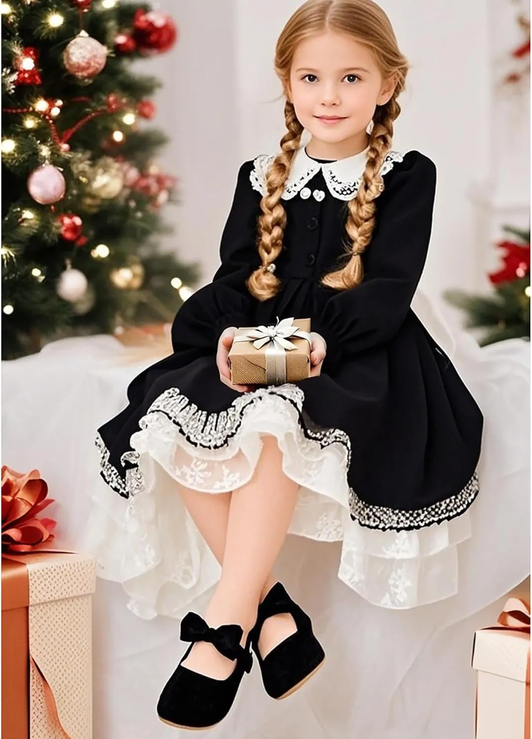 Felix & Flora Toddler Little Girls Dress Shoes - Flower Girls Mary Jane Flats Ballet Shoes Party Wedding
