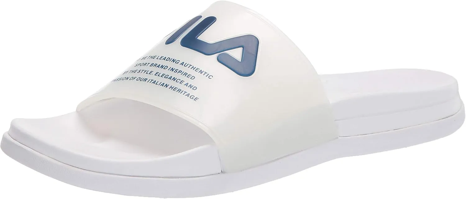 Fila Women's Drifter Lux Clear Slide Sandal, White Red Navy, 11