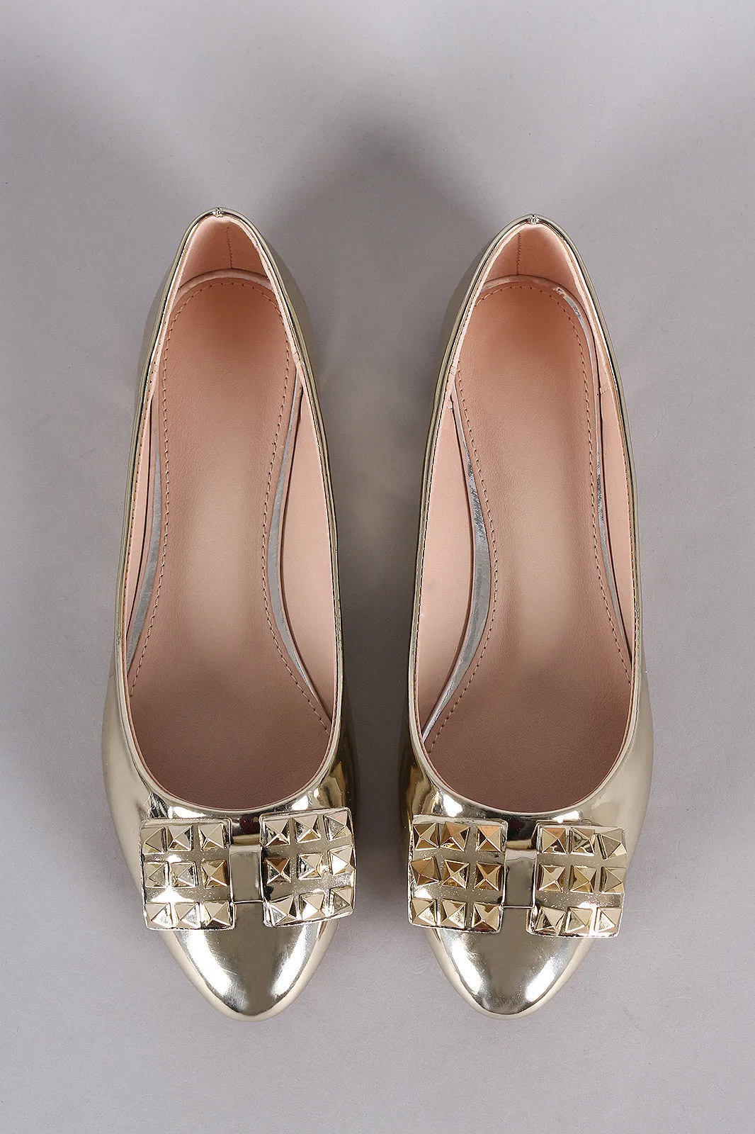 Flat Bow Ballet Patent Studded Responsive High-trust