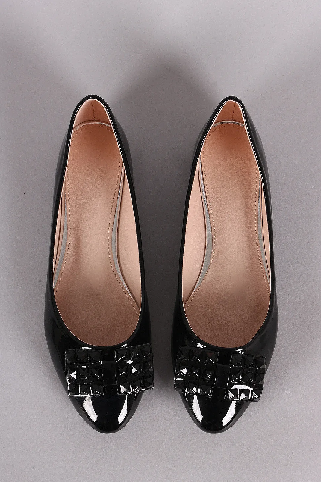 Flat Bow Ballet Patent Studded Responsive High-trust