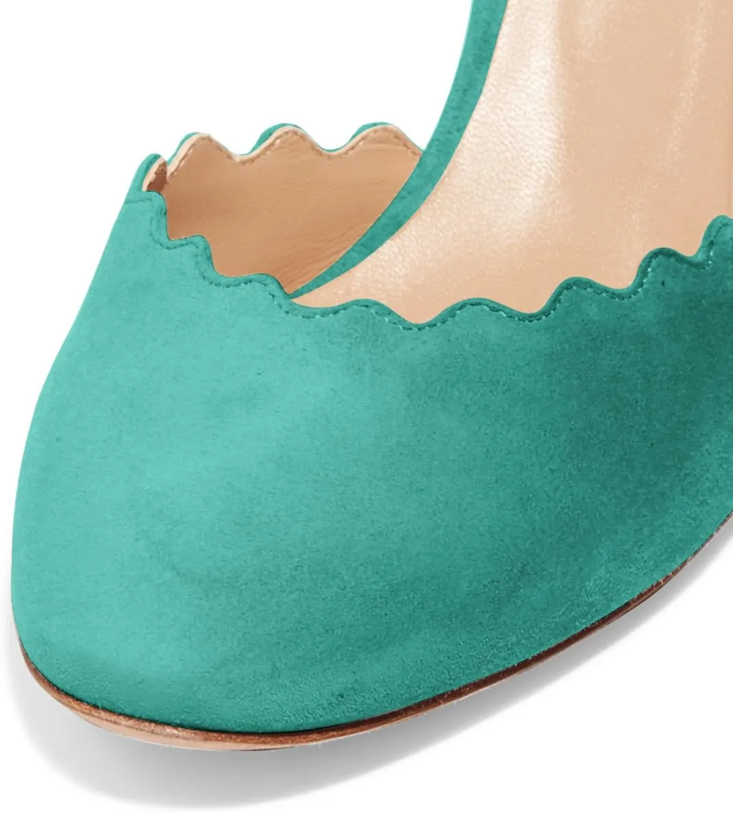 FSJ Women Comfortable Ankle Strap Buckle Pumps Retro Classic Block Chunky Heels Sandals Faux Suede Closed Round Almond Toe Orsay Formal Office Shoes Size 4-15 US