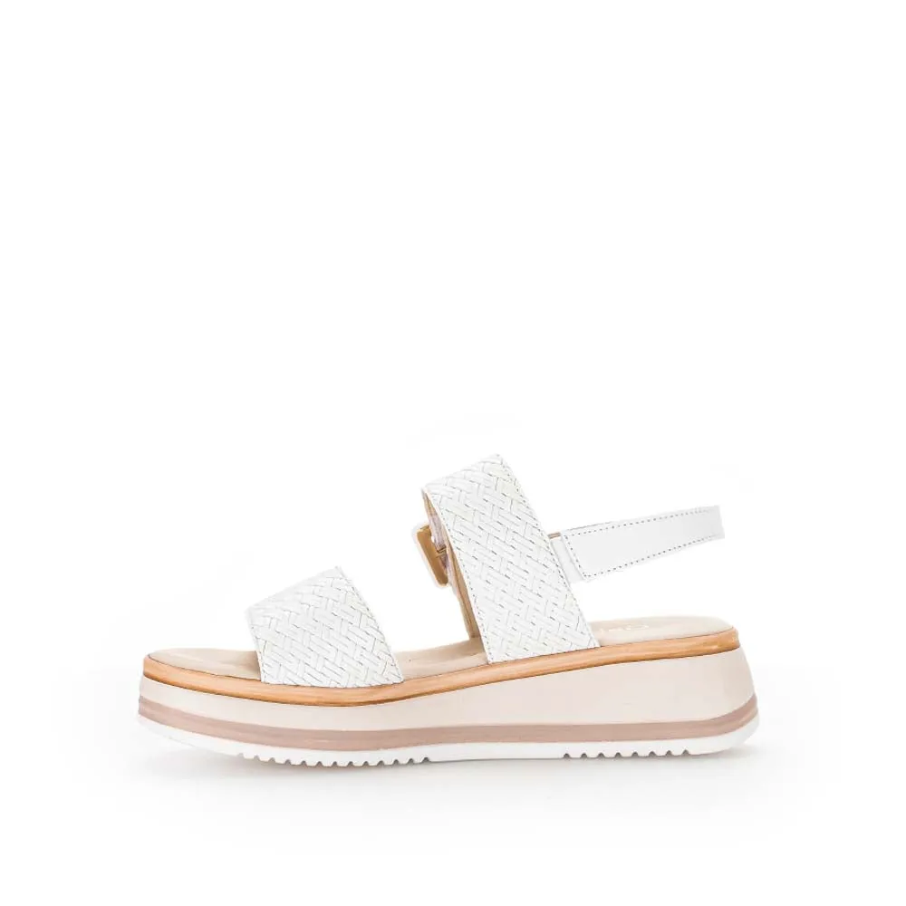 Gabor Low Wedge Buckle Sandal White