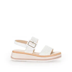 Gabor Low Wedge Buckle Sandal White