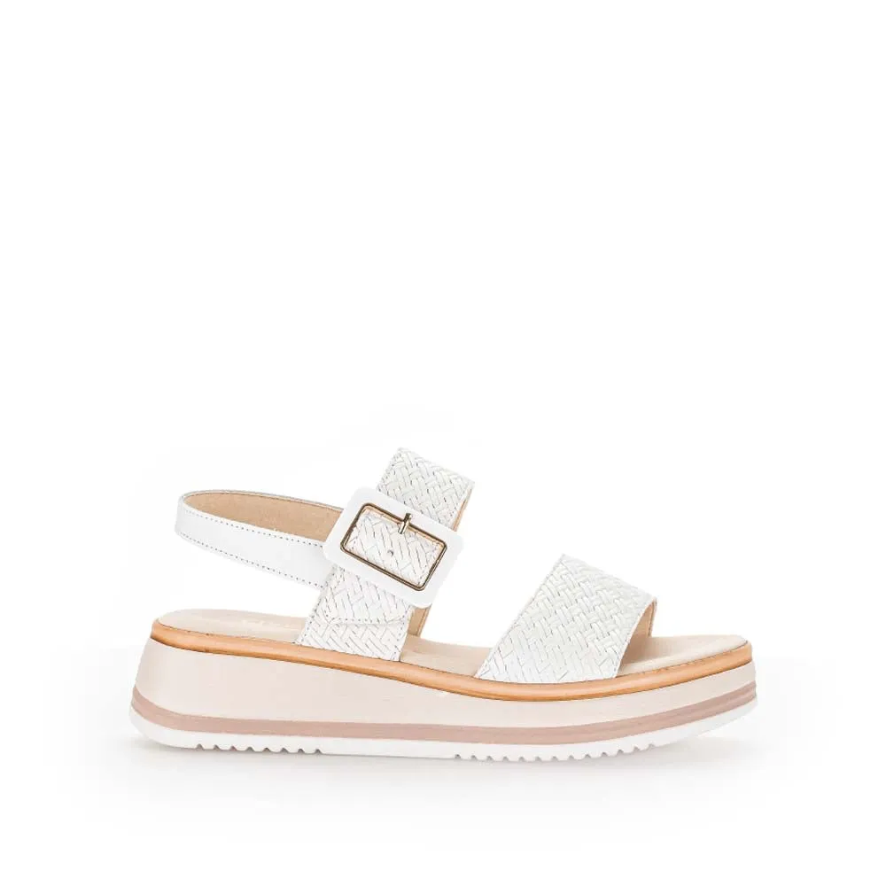 Gabor Low Wedge Buckle Sandal White