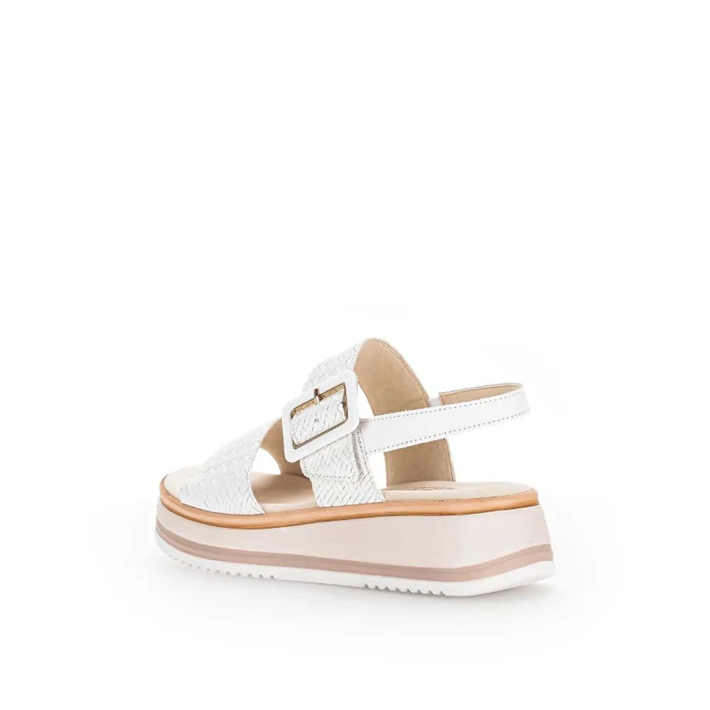 Gabor Low Wedge Buckle Sandal White