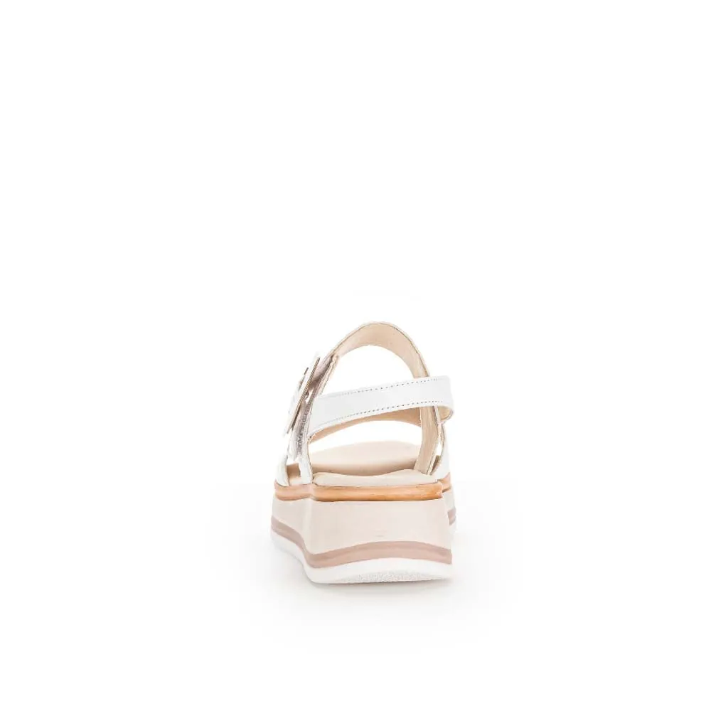 Gabor Low Wedge Buckle Sandal White