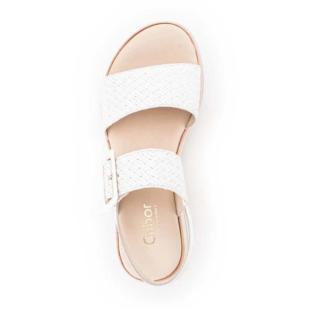 Gabor Low Wedge Buckle Sandal White