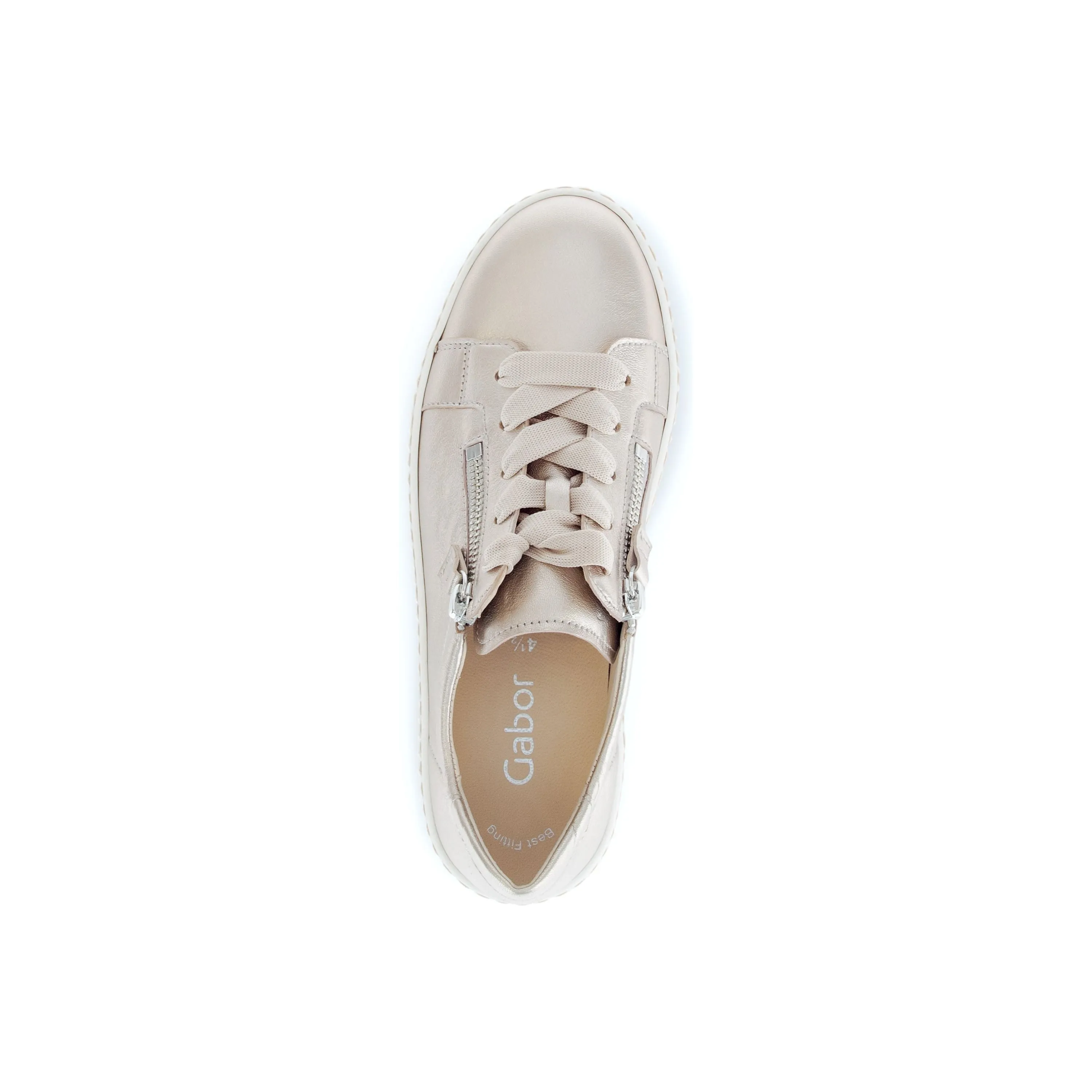 Gabor Wisdom-  Ladies Lace Trainer with Double Side Zip in Gold