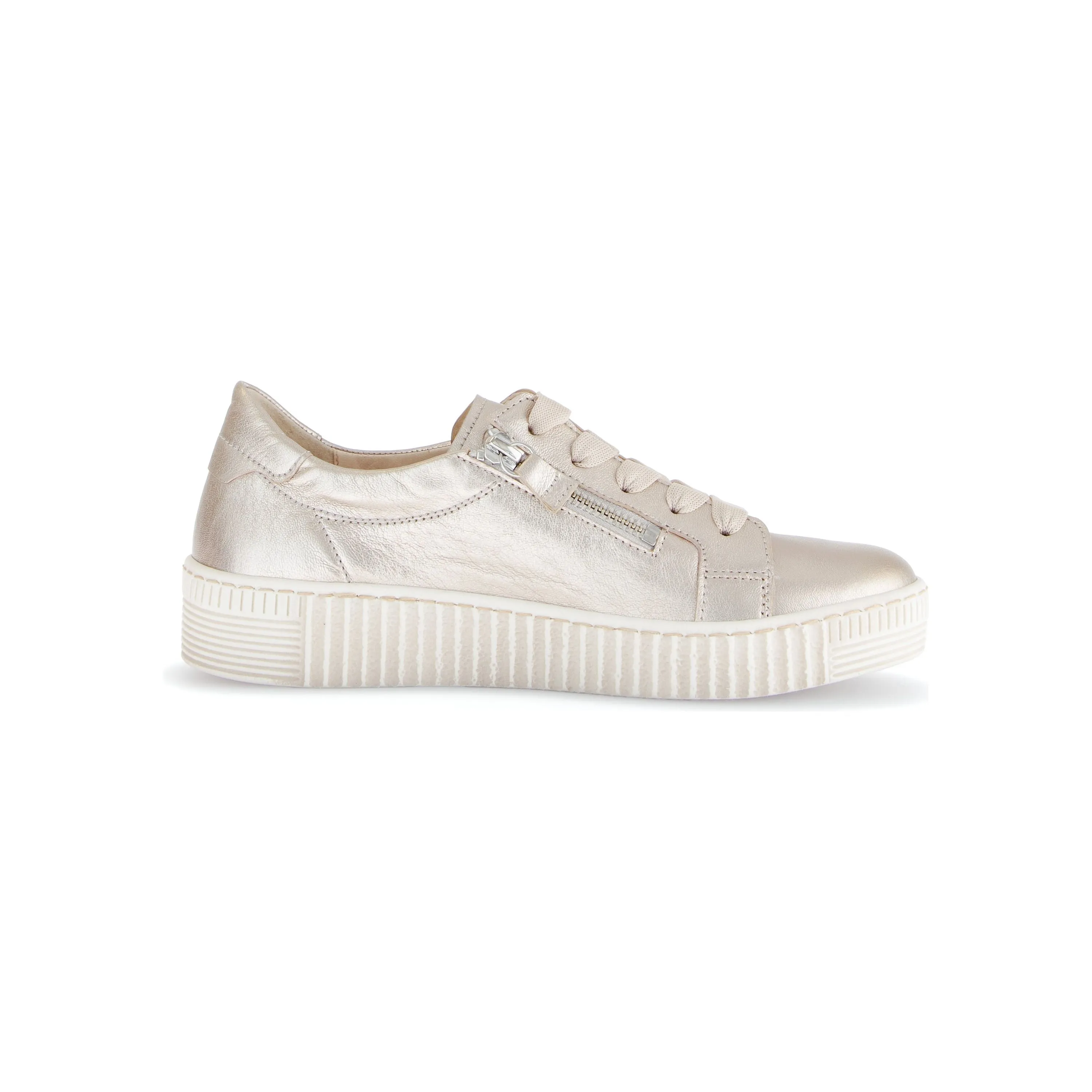 Gabor Wisdom-  Ladies Lace Trainer with Double Side Zip in Gold