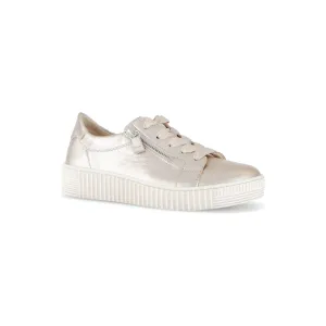 Gabor Wisdom-  Ladies Lace Trainer with Double Side Zip in Gold