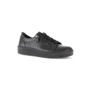 Gabor Wisdom - Ladies Lace Trainer with Double Zip in Black Leather