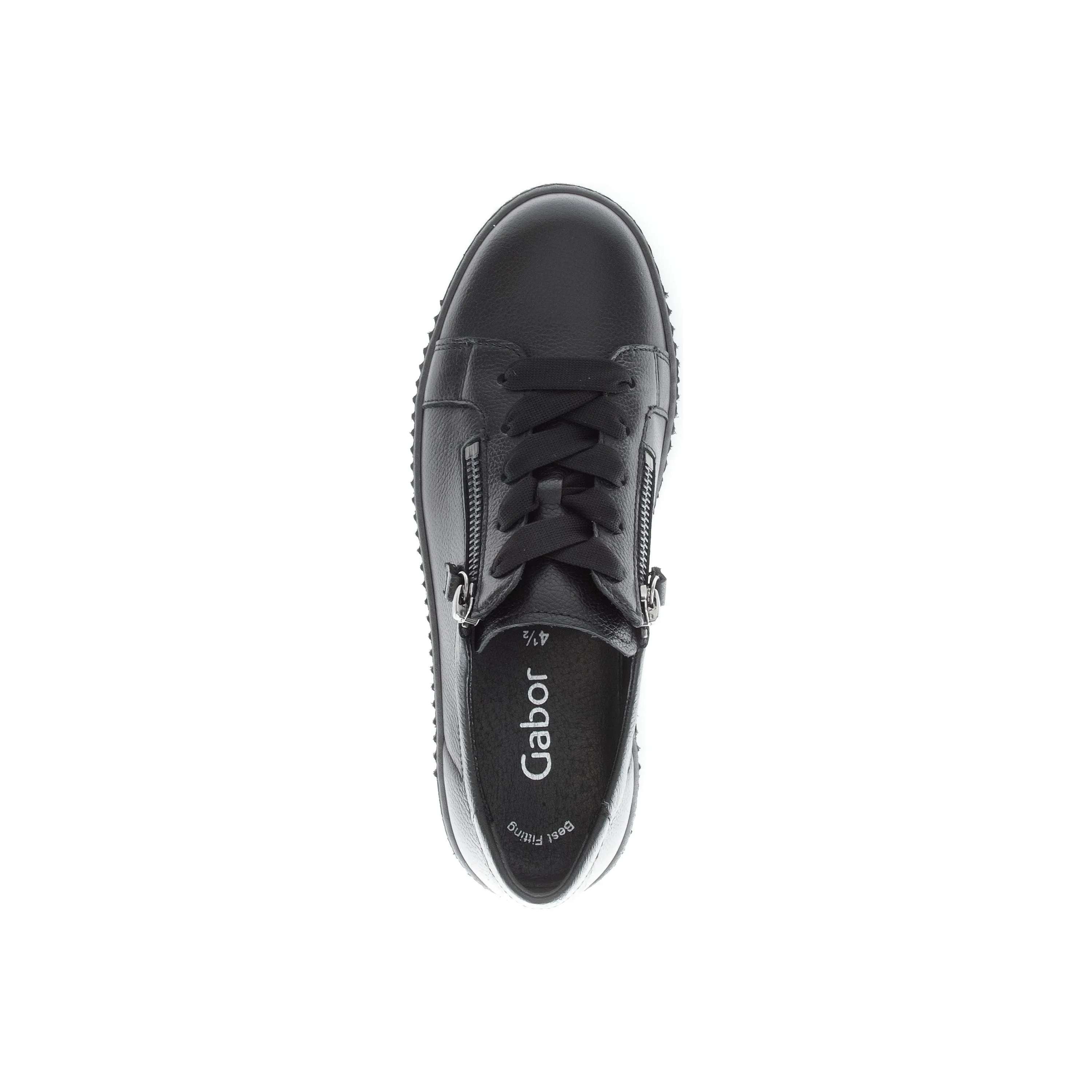 Gabor Wisdom - Ladies Lace Trainer with Double Zip in Black Leather