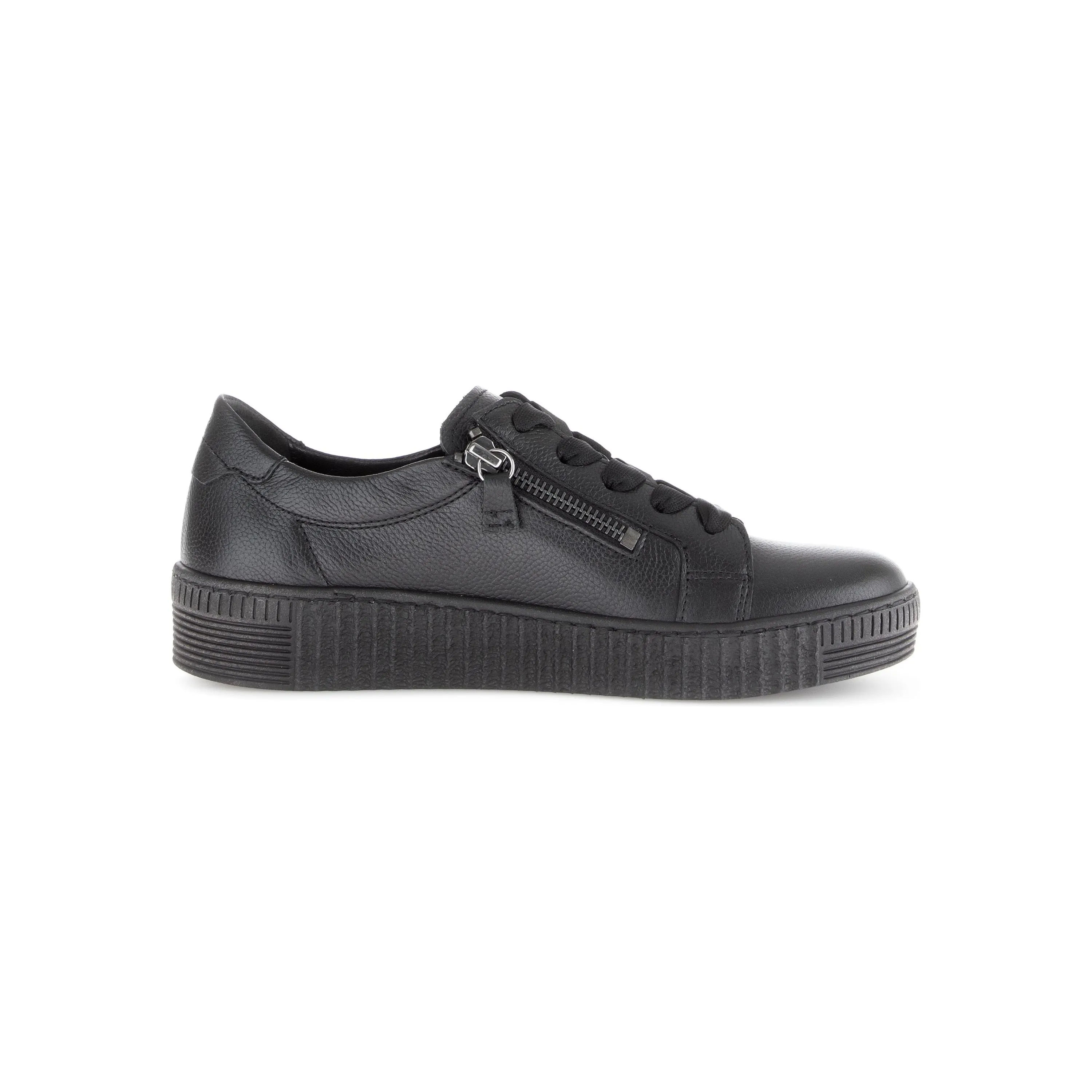 Gabor Wisdom - Ladies Lace Trainer with Double Zip in Black Leather