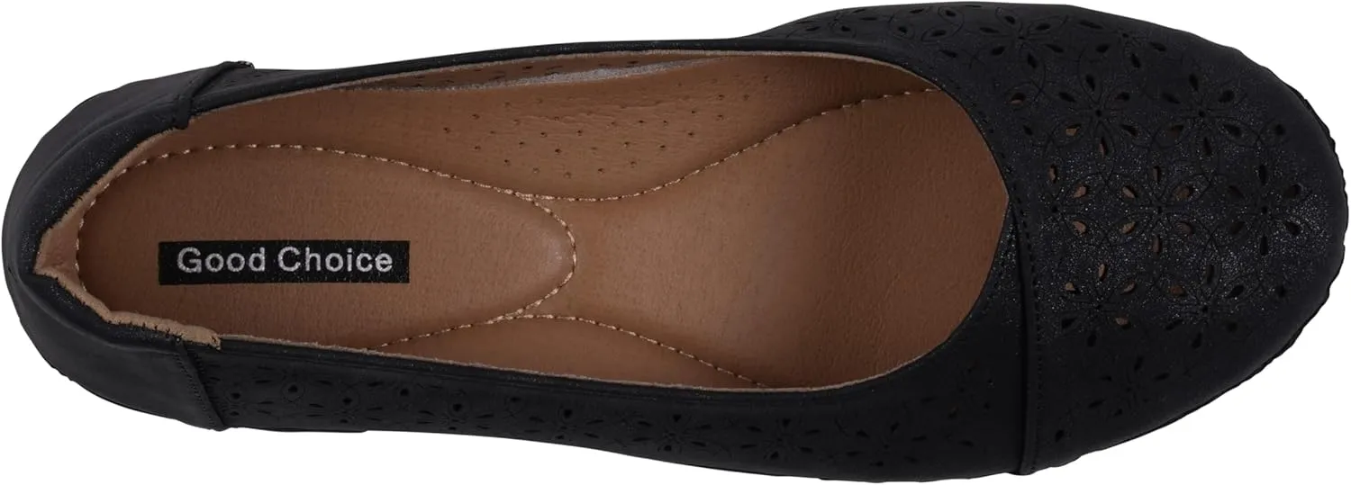 G.C. Shoes Women's Nysha close toe comfortable Laser Cut Flats
