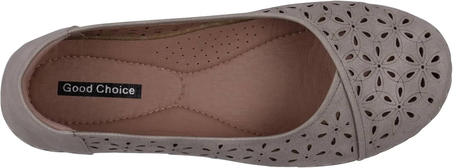 G.C. Shoes Women's Nysha close toe comfortable Laser Cut Flats