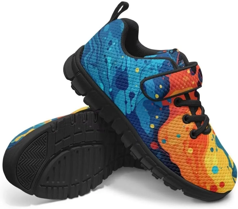 Girls Boys Sports Sneakers Hook & Loop Closure with One Strap Unisex Kids Anti Slip Lightweight Shoes
