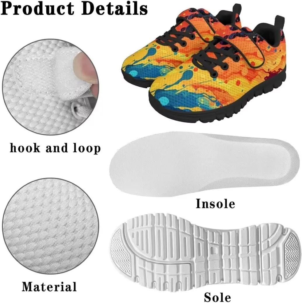 Girls Boys Sports Sneakers Hook & Loop Closure with One Strap Unisex Kids Anti Slip Lightweight Shoes