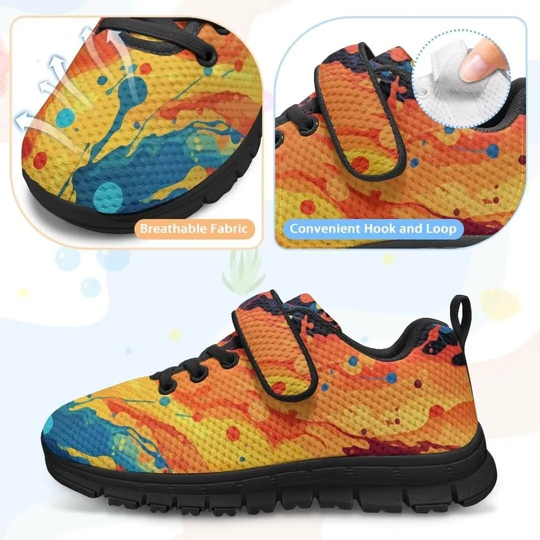 Girls Boys Sports Sneakers Hook & Loop Closure with One Strap Unisex Kids Anti Slip Lightweight Shoes