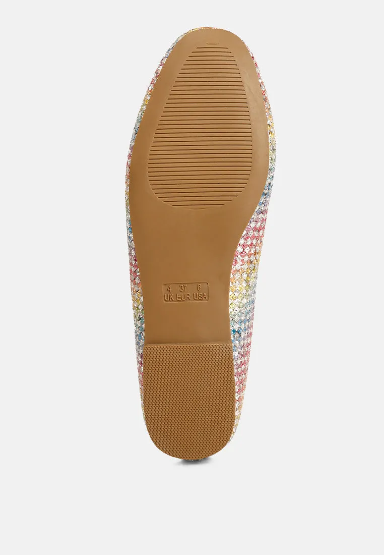 Glitter Faux Leather Flat Ballerinas