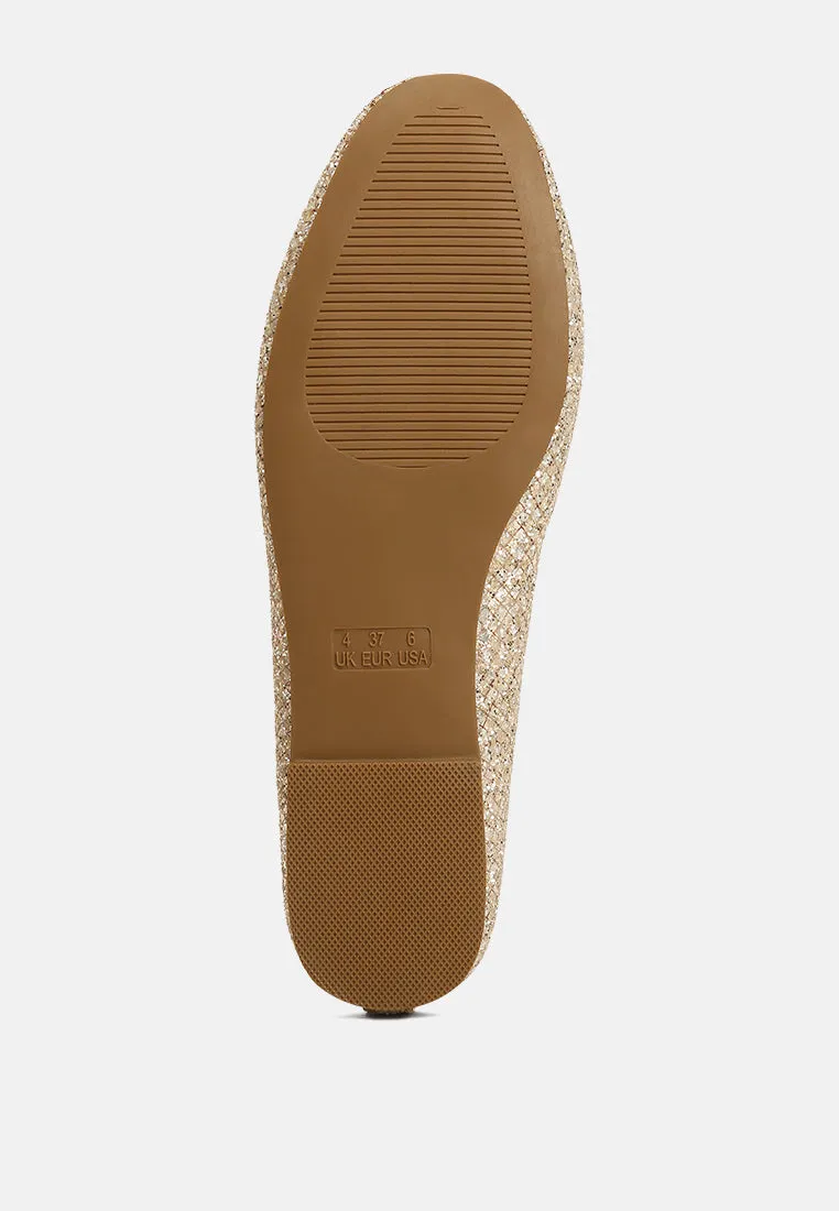 Glitter Faux Leather Flat Ballerinas