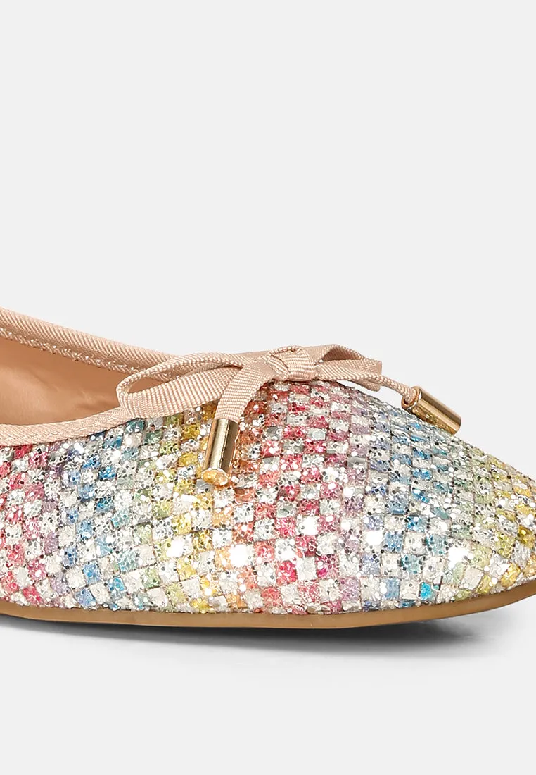 Glitter Faux Leather Flat Ballerinas