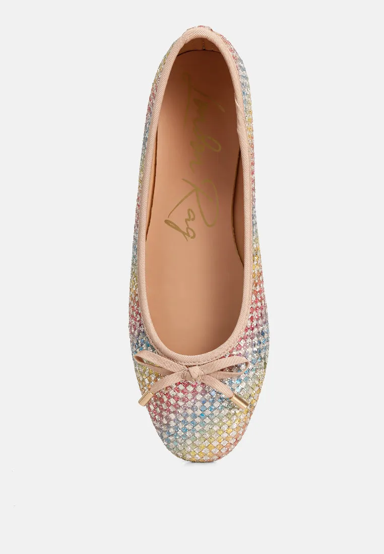 Glitter Faux Leather Flat Ballerinas